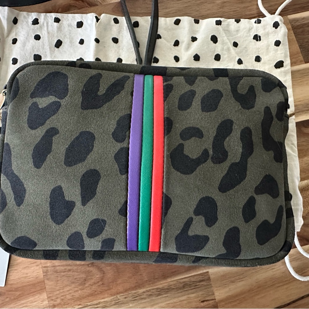 Clare V Midi Sac Army Pablo Cat Suede w/Mini Stripes - BNWT and dust bag. - Picture 2 of 10
